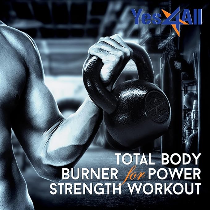 Yes4All Kettlebell Cast Iron Sets 5 - 10 - 15 - 20 - 25 - 30 lbs, Multi-Level from Beginners to Pros Kettlebell Set for Strength Training & Home Gym Equipment