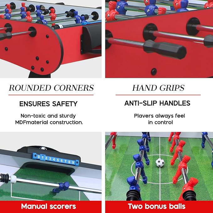 5ft Foosball Table，Mini Competition Soccer Table Game with All Accessories, Leg Levelers and Heavy-Duty Legs. Perfect for Home, Game Rooms, and Parties