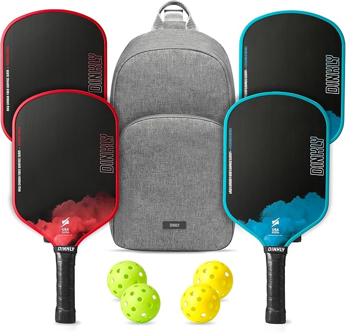 Raw Carbon Pickleball Paddles Set of 2/4, T700 Carbon Fiber Rackets with 16MM Honeycomb Polymer Core, 4 Balls and 1 Portable Carry Bag, USAPA Approved Pickleball Set for Men, Women