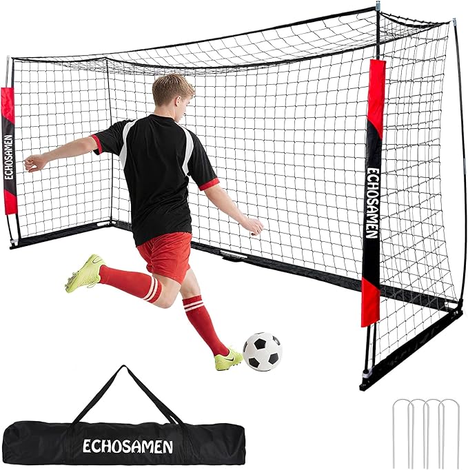 12X6FT/6X4FT Soccer Goal, Portable Soccer Goals for Backyard, Easy to Carry, Easy to Install, Comes with 1 Carry Bag, 4 Ground Nails, Youth and Adult Training Equipment.