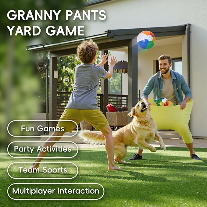 Granny Pants Yard Game,Granny Pants Outdoor Game for Adults with 8 Bouncy Balls and 1 Pump,Super Pants Challenge Games,Outdoor Party Games for Adults and Family Reunion Backyard Party