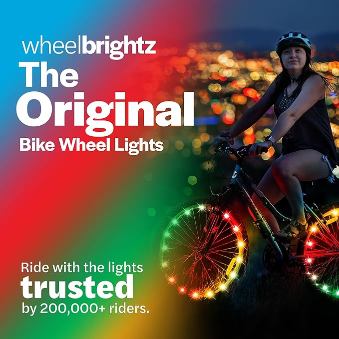 Brightz WheelBrightz LED Bike Wheel Lights - 2025 Edition with Superior Straps & LED-Weatherproof Shield! 14 Colors - Unmatched Durability, Visibility & 48+ Hours of Dazzling Illumination