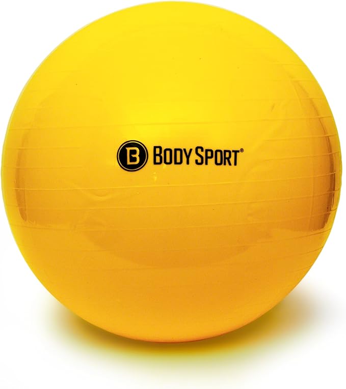 Body Sport Exercise Ball with Pump for Home, Gym, Balance, Stability, Pilates, Core Strength, Stretching, Yoga, Fitness Facilities, Desk Chairs