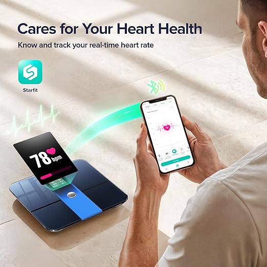 RunStar Smart Scale for Body Weight and Fat Percentage FSA&HSA Eligible, 3.5" TFT Color Display High Precision Digital Bathroom Scale BMI Heart Rate 22 Body Composition Analyzer Sync with Fitness App