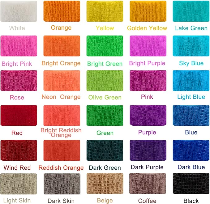 BQTQ 120 Rolls Self Adhesive Bandage Wrap 1 Inch Self Adherent Wrap Colored Wrap Tape Sticky Bandage Athletic Wrap Self Adhesive Wrap for Sports Vet Wrist Ankle Sprains(Rich Color)