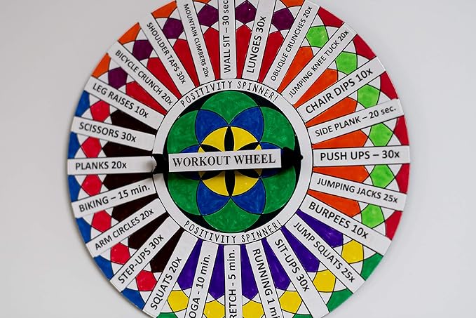 Workout Wheel - Color it, add your favorite no equipment exercises, and let the Workout Wheel choose your at home exercise or workout!