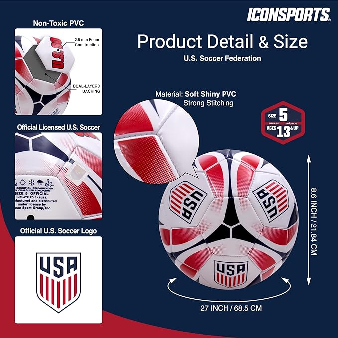 Icon Sports Officially Licensed Tottenham Hotspur Regulation Size 5 Soccer Ball