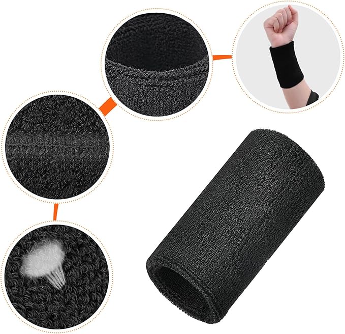 Willbond 6 Inch Wrist Sweatband Sport Wristbands Elastic Athletic Wrist Bands for Sports 2 Pieces