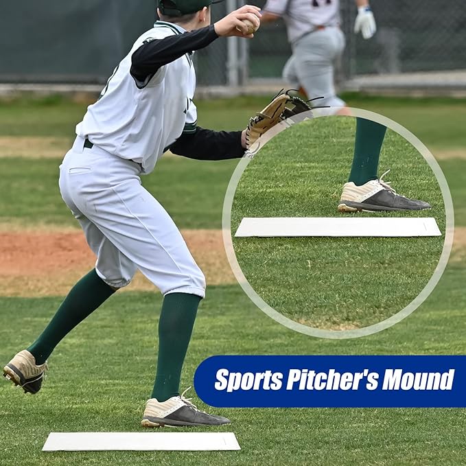 Baseball Pitching Rubber Thin Rubber Throw Down Pitcher's Mound Portable Pitching Mound Bases Plate Mat for Baseball Softball Pitcher Practice Drills Training Skill Camps