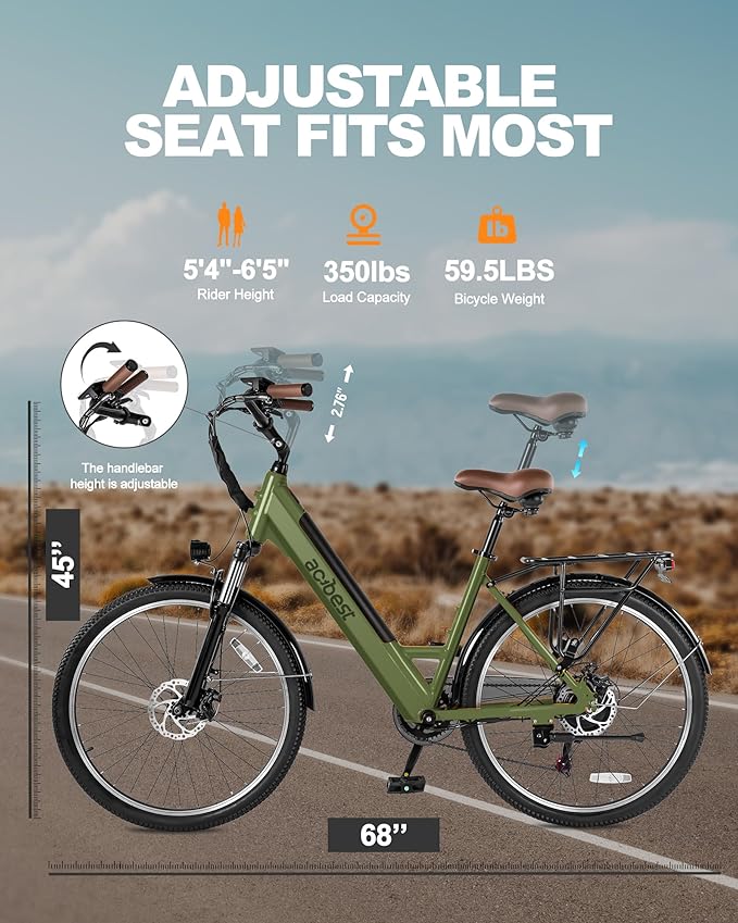 Cores Electric Bike for Adults, 26" Electric Commuter Bike with 1200W Peak Motor, 28MPH 70 Miles Max, 48V 576Wh Removable Battery, 7-Speed City Cruiser Mountain E Bike for Commuting