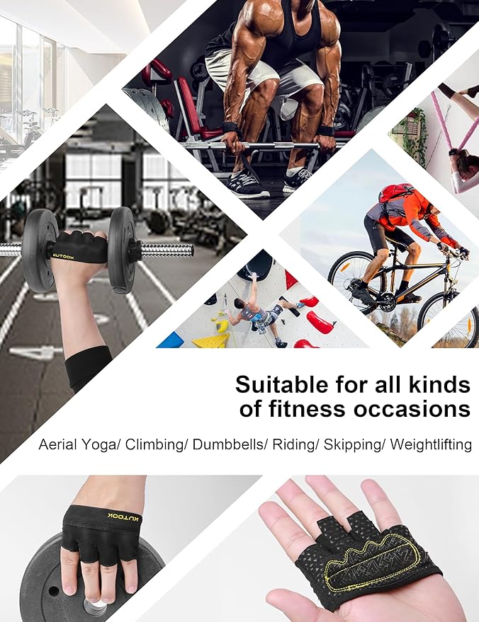 KUTOOK Weight Lifting Gloves for Women Gym Workout Gloves with Palm Protection & Extra Grip Breathable Exercise Gloves for Men Fitness