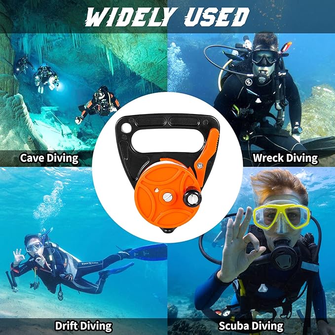 Compact 150ft Scuba Dive Reel Kayak Anchor with Thumb Stopper for Safety Underwater Diving Snorkeling