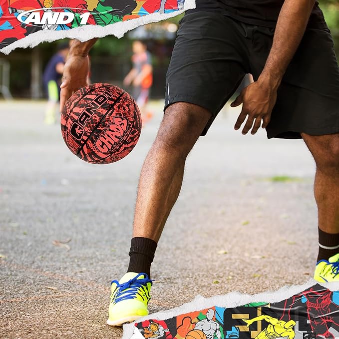 AND1 Chaos Basketball: Official Regulation Size 7 (29.5 inches) Rubber - Deep Channel Construction Streetball, Made for Indoor Outdoor Basketball Games