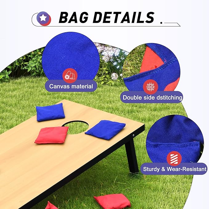 4x2 Ft Cornhole Boards Set, Premium Regulation Size Cornhole Boards with 8 All-Weather Bean Bags, Carrying Case and Scoreboard