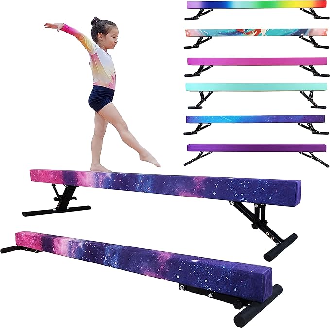 Adjustable Balance Beam Gymnastics Beam 8 FT Adjustable Height Beams for Kids, High and Low Floor Beams,Gymnastics Equipment for Kids Adults Training at Home and Gym Center