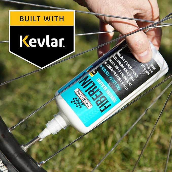 Finish Line FiberLink Pro Latex Tubeless Tire Sealant with Kevlar Technology – Long-Lasting, Low Viscosity Bicycle Sealant for Road, Gravel, Cyclocross, Mountain & Fat Bike Tires, 1 Gal