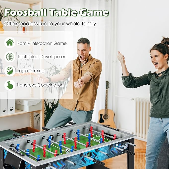 Giantex Foosball Table, 37.5" Foosball Table Adult Size, with 2 Balls, Smooth Handle, Adjustable Leg Leveler, Realistic Soccer Field, Soccer Table Game for Kids, Teens, Table Football Game