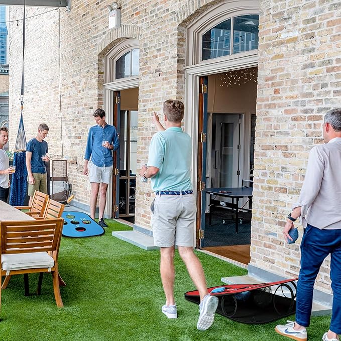 G4Free Portable Collapsible 5 Holes Cornhole Game Set with 8 Bean Bags Carrying Case Toss Game Size 3ft x 2ft for Camping Travel