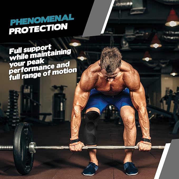 POWERLIX Knee Compression Sleeve - Best Knee Brace for Knee Pain for Men & Women – Knee Support for Running, Basketball, Volleyball, Weightlifting, Gym, Workout, Sports - (Gray L)