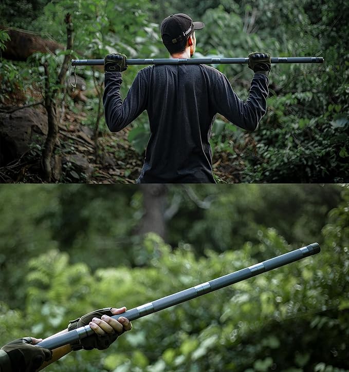 Hiking Tactical Stick Walking Staff - Outdoor Multitool Gear Trekking Pole Collapsible Retractable Premium 15 in 1 | 8 Tubes