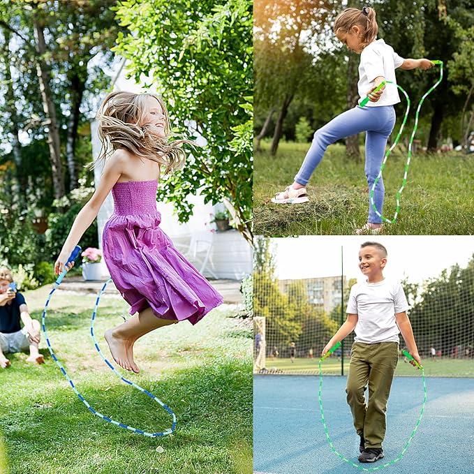 Jump Rope for Kids, Adjustable Jump Ropes for 4 5 6 7 8 10 12, Tangle Free Jumping Rope Age 8-12, Segmented Soft Beaded Skipping Rope for Women Fitness
