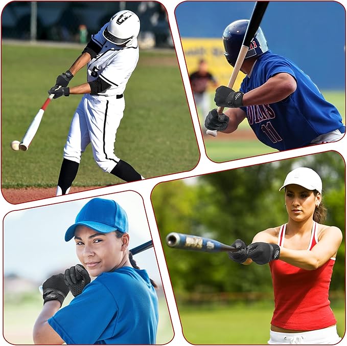 HANDLANDY Baseball Batting Gloves for Adult Youth, Grip Breathable Softball Batting Gloves Fit Men Kids Boys Girls