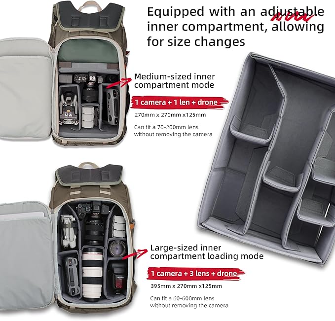 VSGO Pocket Ranger Expandable 35-43L Photography & Outdoor Backpack – Lightweight Camera Bag for Hiking, Mountaineering, Travel