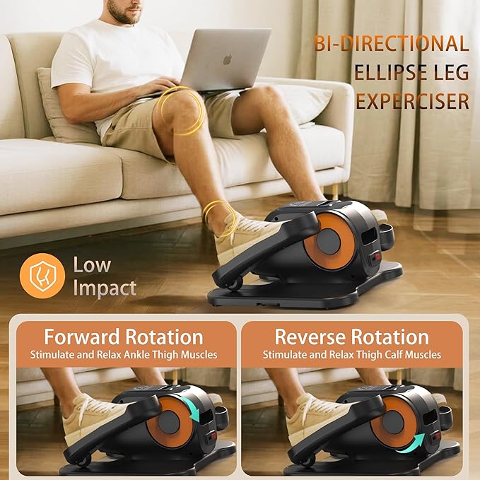 Under Desk Elliptical Machine, Elliptical Leg Exerciser for Seniors w/Remote, Electric Elliptical Exerciser as Seen on Tv, 12 Speed Levels, Manual & Auto Mode, Seated Pedal Exerciser for Home