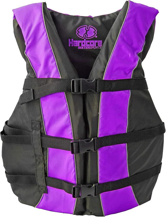 Hardcore Life Jacket Paddle Vest; Coast Guard Approved Type III PFD Life Vest Flotation Device; Jet ski, Wakeboard, Kayak; Ideal Extra Life Jacket for Your Pontoon Boat