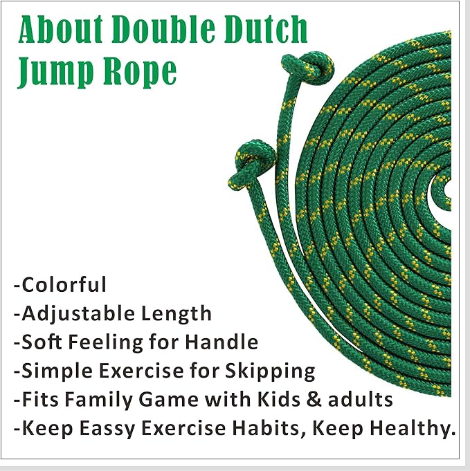 16ft Adjustable Long Jump Rope, Durable Skipping Rope for Kids & Adults, Outdoor Team Games, School Sports, Playground, Family Party Activities, Practice Double Dutch Skills