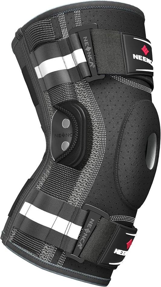 NEENCA Professional Knee Brace for Knee Pain, Hinged Knee Support with Removable Dual Side Stabilizers, Strong Stability for Joint Pain Relief, Arthritis, Meniscus Tear, ACL, PCL, MCL, Runner, Workout