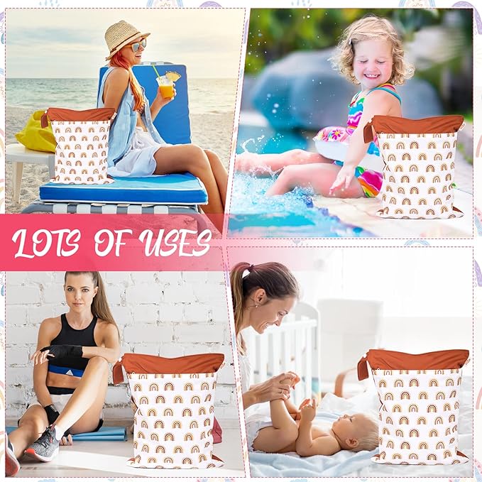 Wet Bag,Wet Dry Bag,Wet Bag for Swimsuit,With Two Zipper Wet dry Pouch,Waterproof Reusable Little Rainbow