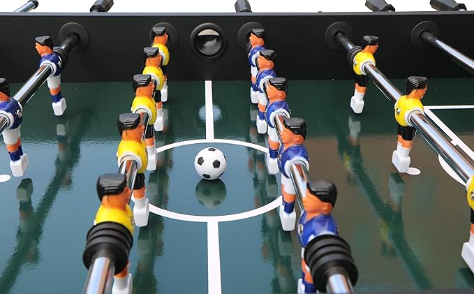 ﻿ ﻿ 55'' Foosball Table, Home Arcade Table Soccer with Adjustable Legs&Heavy-Duty Bracket | Equipped with 4 Balls+2 Cup Holders | Multifunctional Football Table for Home Bar and Game Room