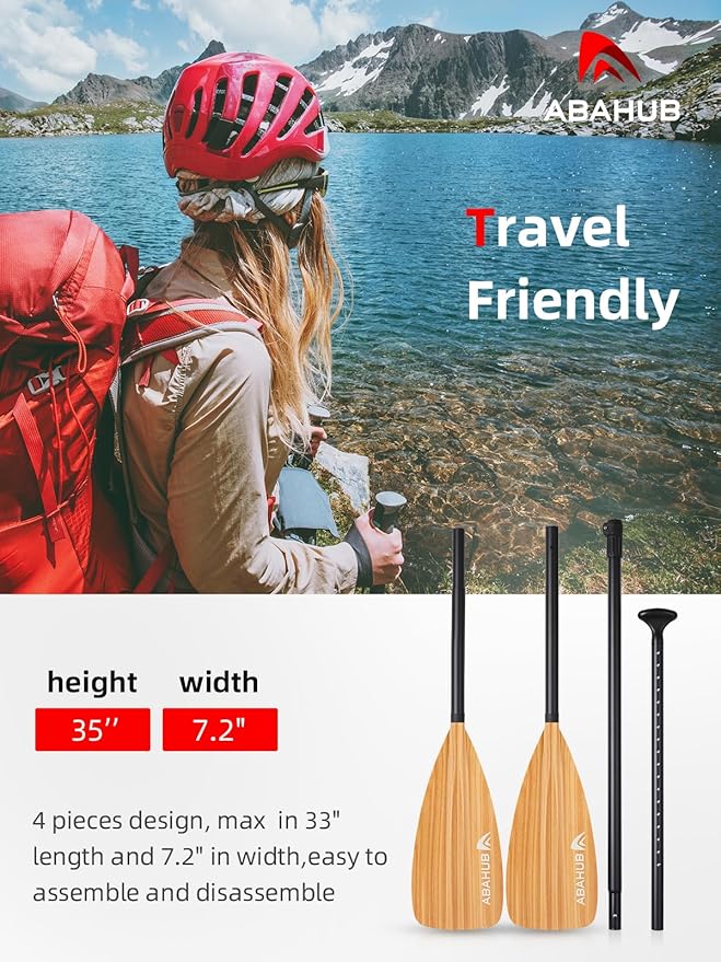 Abahub SUP Paddle - 3 Piece Adjustable Paddles - Lightweight Stand-up Paddle Oars for Paddleboard, Adjustable Aluminum Alloy Shaft 68" - 84", Black/Blue/Green/Orange/Red/Yellow Plastic Nylon Blade