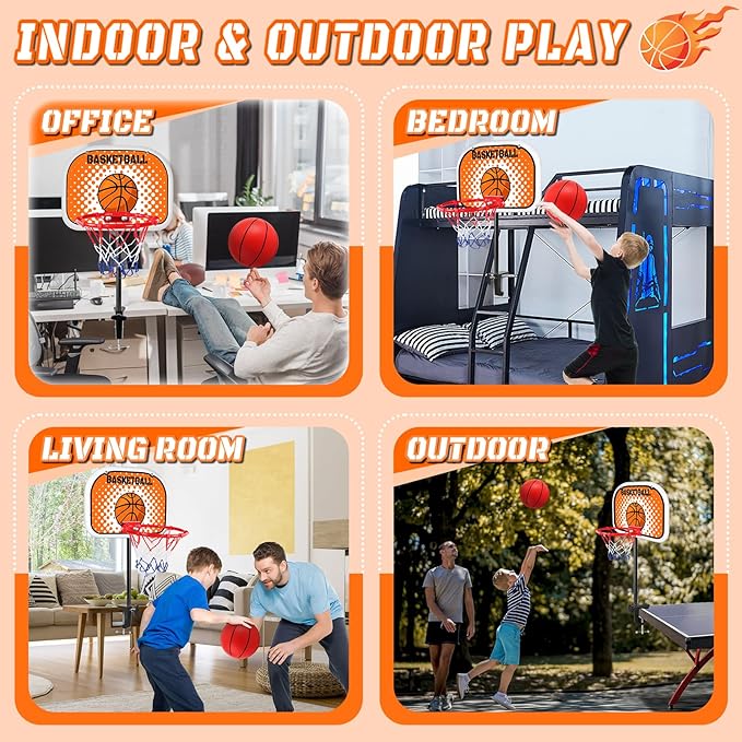 NZQXJXZ Indoor Basketball Hoop, Tabletop Basketball Hoop Set with Clips with Two Balls, Mini Hoops for Desk Table Bed Office Bedroom Basketball Toys for Kids and Adults