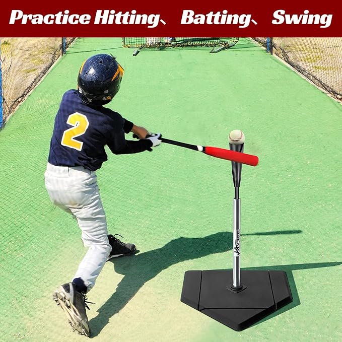 Portable Baseball Batting Tee, Height Adjustable from 25-37 inch Hitting Tee for Baseball and Softball,Premium Baseball Tee with Rubber Top,Alumium Pole,Metal Base for Kids/Youths/Adults