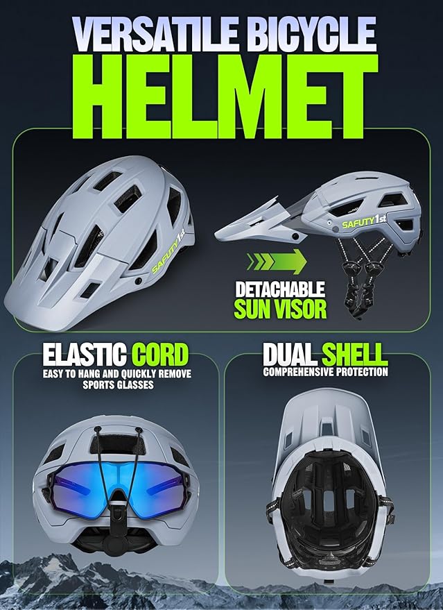 Mountain Bike Helmet for Adults & Youth Lightweight Impact-Resistant with Adjustable Dial & Removable Visor Unisex Helmet for Mountain Biking Bicycle Clcying