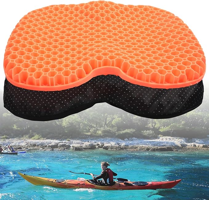 Orange Anti Slip Kayak Seat Cushion Waterproof Gel Boat Canoe Rowing Stadium Pad for Sit in Kayak Chair for Fishing Kayak Pedal Kayak Equipment