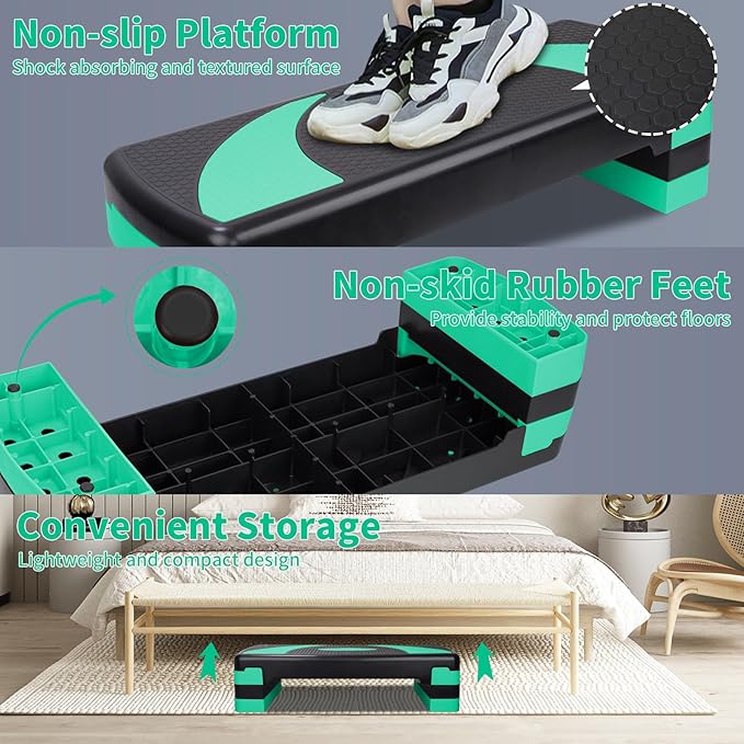 Adjustable Exercise Workout Aerobic Stepper Step Platform Trainer