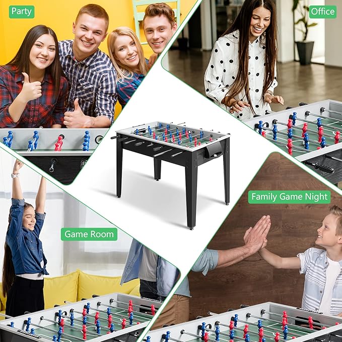 GYMAX 48” Foosball Table, Arcades Soccer Game Table for Multiplayer with 2 Balls, Score Keepers Wooden Competition Sized Foosball Table for Adults and Kids