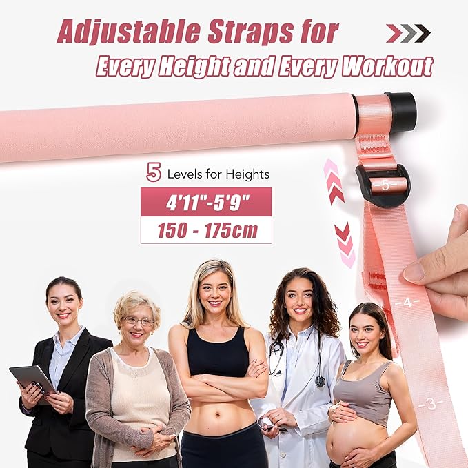 Upgraded Pilates Bar Kit with Resistance Bands Natural Latex for Women & Men, Heavy-Duty Stainless Steel Multifunctional Yoga Pilates Stick for Home Gym Exercise Fitness Equipment Full-Body Workouts
