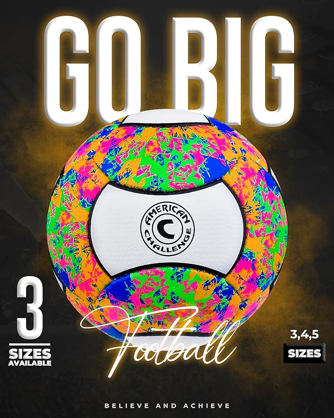 American Challenge Carnaval 18 Panel Soccer Ball – Size 3, 4, 5 – Soccer Ball Size 5 & 4 – Durable Soccer Balls for Training, Practice & Games – Official Size Options