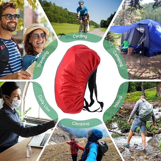 Waterproof Backpack Rain Cover Waterproof Backpack Cover, Bag Rain Cover with A Vertical Reflective Strap for Hiking/Biking/Camping/Outdoor Traveling
