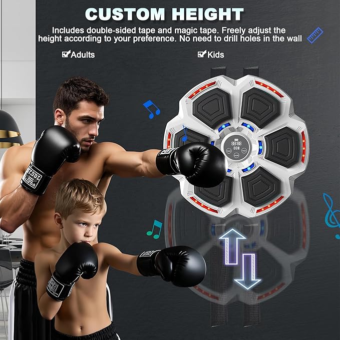 Music Boxing Machine for Adults, Boxing Machine Wall Mounted Music with Boxing Gloves, 9 Modes & 9 Speeds, Gym Equipment for Home, Office and Gym