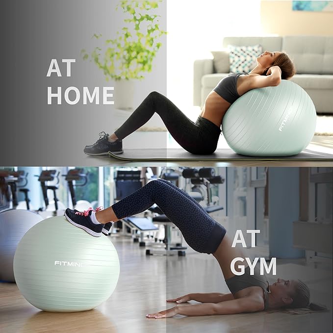 FITMIND_ Extra Thick Exercise Ball Yoga Ball 22in/26in/30in for Workout Pregnancy Stability,Anti-Burst and Slip Resistant Swiss Ball with Pump for Yoga, Pilates, Fitness,Birthing,Physical Therapy