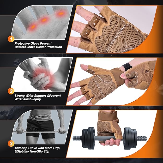 Weight Lifting Gloves, Gym Gloves for Men and Women, Full Palm Protection for Sports, Weightlifting, Training, Cycling, Pull-Ups, Rowing, and Mountaineering