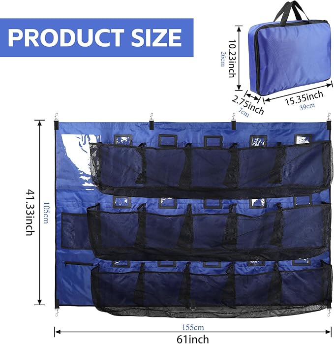 Baseball Dugout Organizer, Hanging Helmet Bag for 15 Players Baseball Softball Team, Helmet Organizer for Dugout Fence Garage, Organize Baseball Equipment, Helmets, Gloves, Bats, Balls
