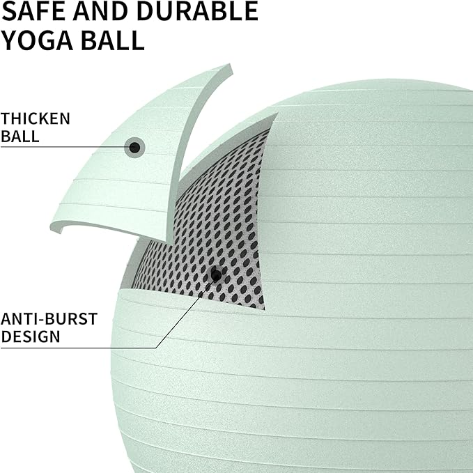 FITMIND_ Extra Thick Exercise Ball Yoga Ball 22in/26in/30in for Workout Pregnancy Stability,Anti-Burst and Slip Resistant Swiss Ball with Pump for Yoga, Pilates, Fitness,Birthing,Physical Therapy