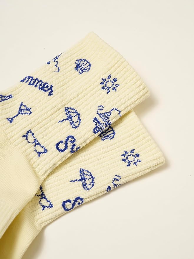 Crew Half Calf Grip Socks, Cutest Fruits Pilates Socks, Ruffle socks, Non-Slip, Barre Yoga Fitness