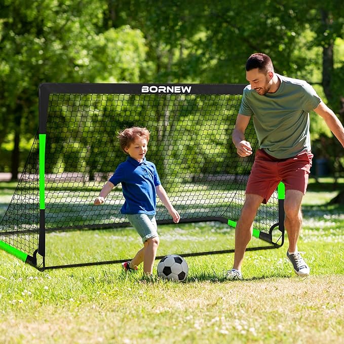 Kids Soccer Goal for Backyard Set - 2 Set of 7X5 / 6X4 ft Toddler Soccer Nets Training Equipment, Soccer Ball, Pop Up Portable Soccer Set for Kids and Youth Games and Training Goals Ages 3-16 Gift